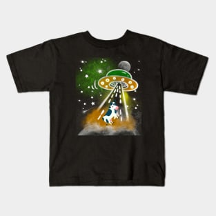 Funny Alien Abduction of Cow Farmer Animal Kids T-Shirt